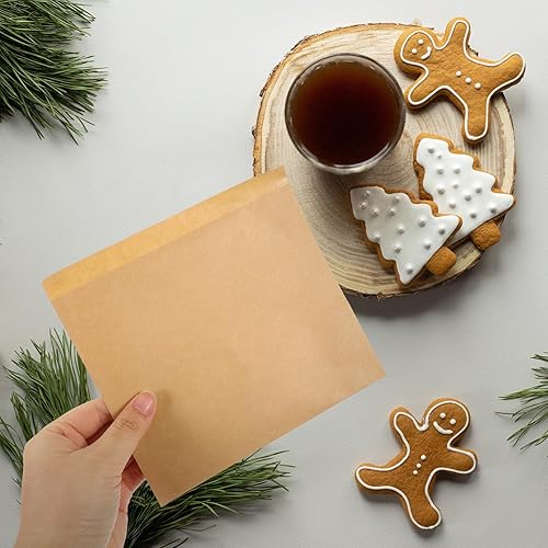 Miniatura 9 de Kichvoe 100 bolsas de papel a prueba de grasa, bolsa de bocadillos, bolsas de pan de papel, bolsas de papas fritas, bolsas de compras de papel,