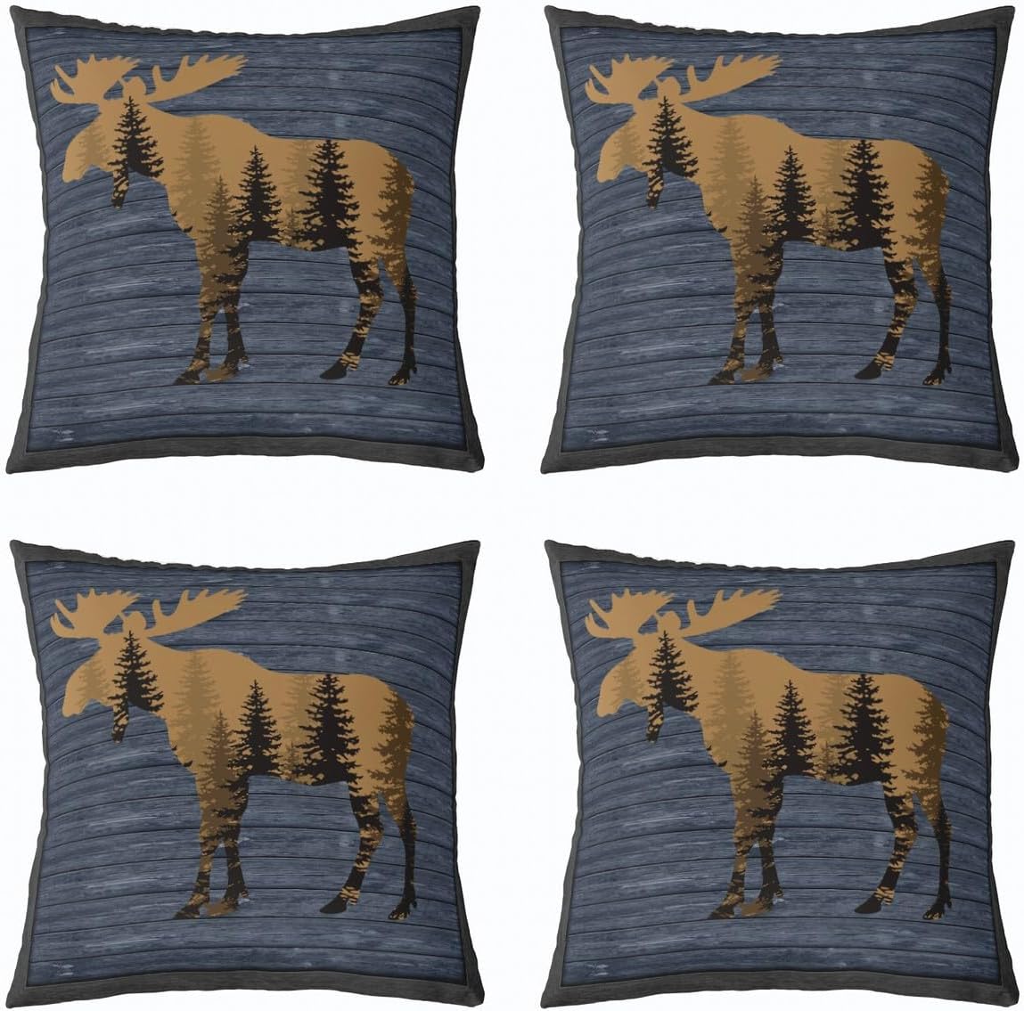 Bear Throw Pillow Covers 16"x16" Set of 4 Soft Wild Animal Cushion Covers for for Couch Sofa Rustic Cabin Country Nature Wildlife Bear Tree Yellow Brown Decorative Pillowcases Outdoor Pillows Covers