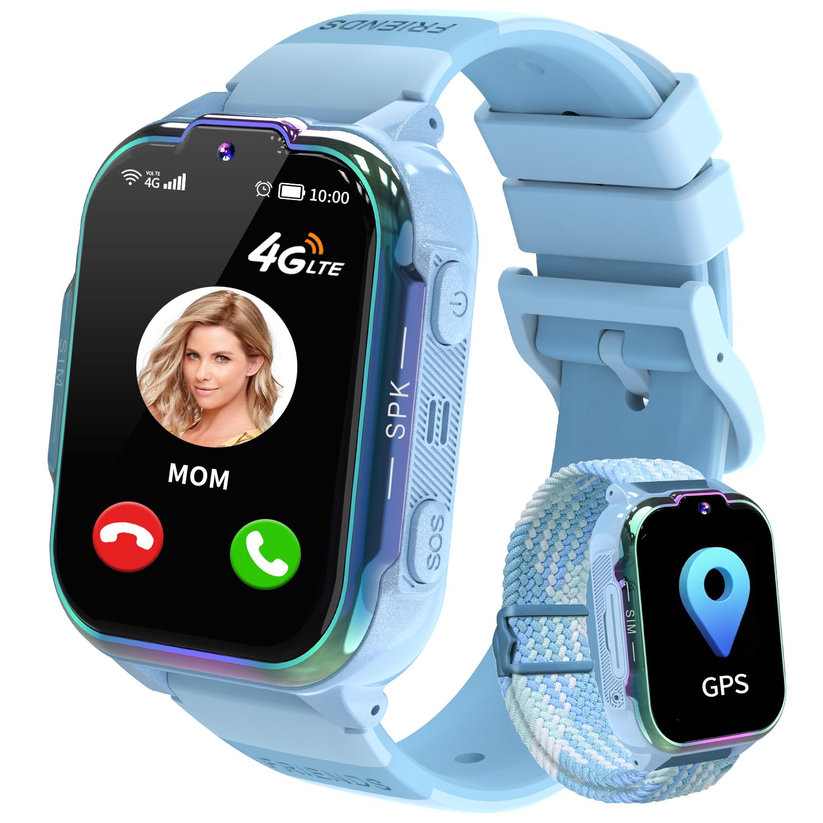 4G Reloj Inteligente NiƱo GPS y Llamadas Videollamada Telefono SOS Juegos Despertador Calculadora Podometro Resistente Al Agua Smartwatch para NiƱos NiƱas NiƱa Regalo-