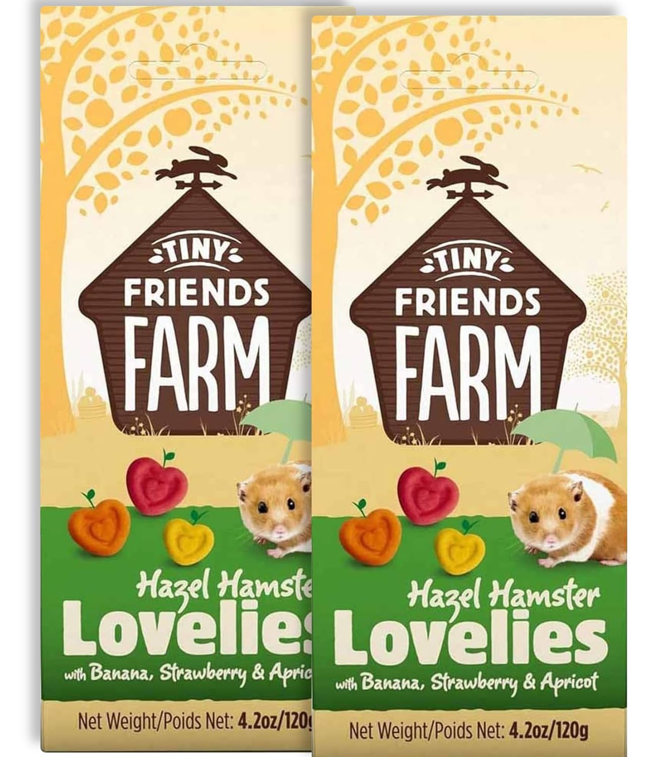 2x 120g Tiny Friends Farm Treat Biscuits Hamsters Rats Gerbil Ferrets Guinea Pigs (Hazel Hamster Lovelies) – Bundled by GetInStyle Shop