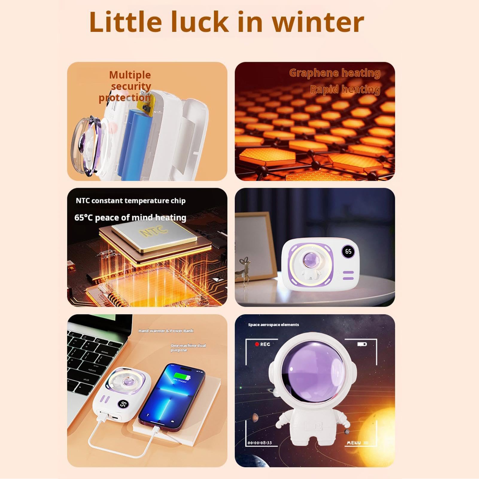 Chauffe-Mains USB Portable - Fonction Veilleuse - Pour L'Hiver, Les Sorties, Le Travail Ou La Maison