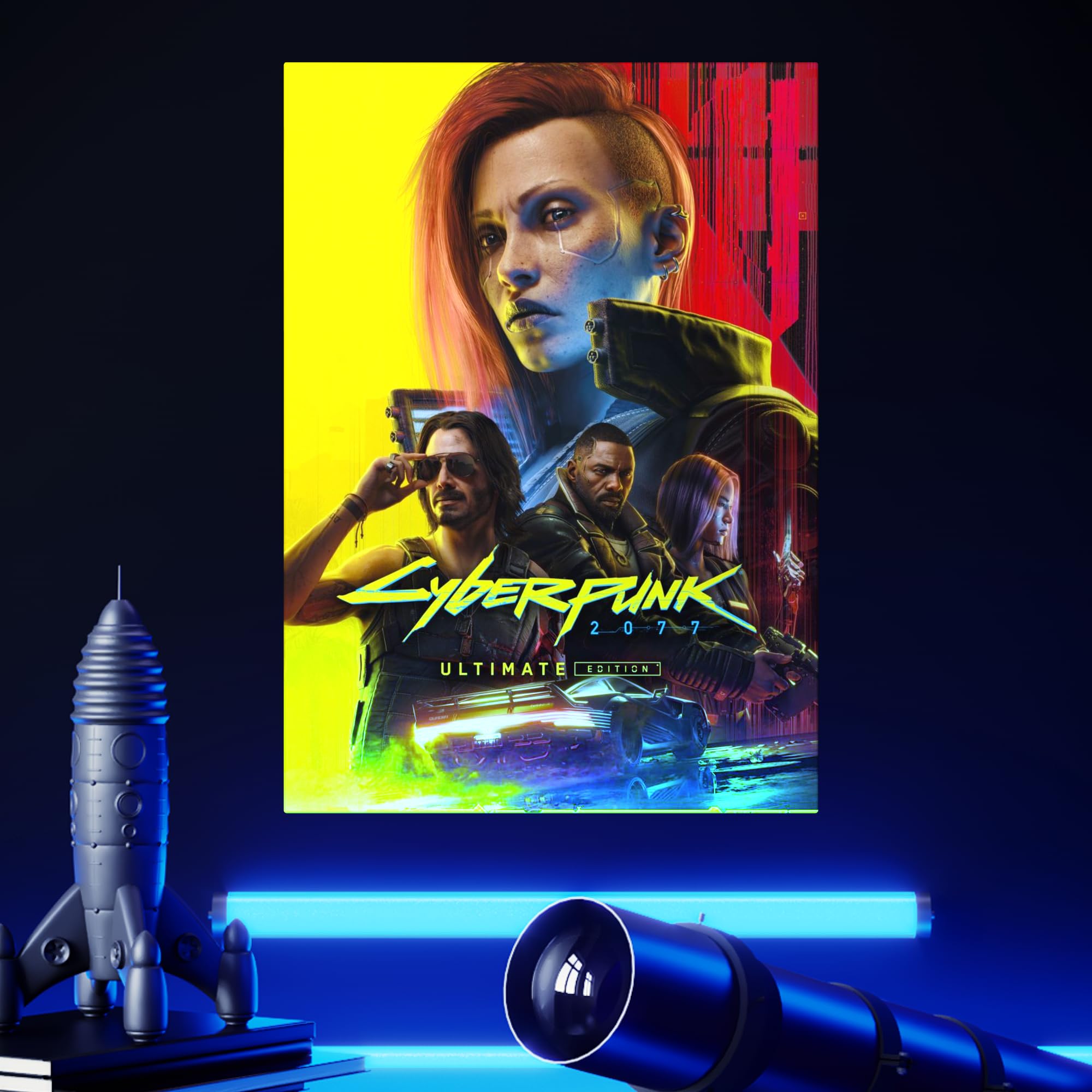 Displate Poster Métal Cyberpunk 2077 Réflexion Male V - 45x32 Cm
