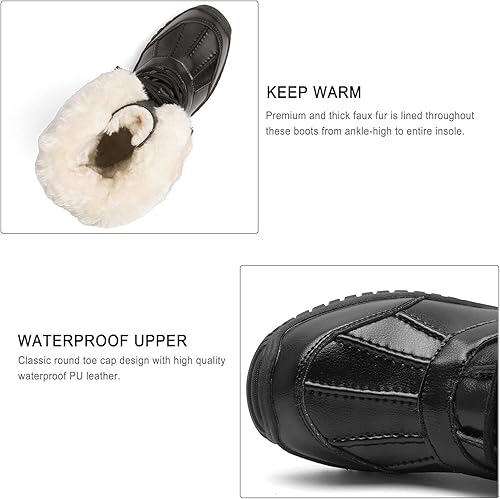 Miniatura 4 de Botas de invierno para mujer, impermeables, cálidas, con forro de piel sintética, botas de nieve para mujer, botas de nieve a la moda, botas de pato