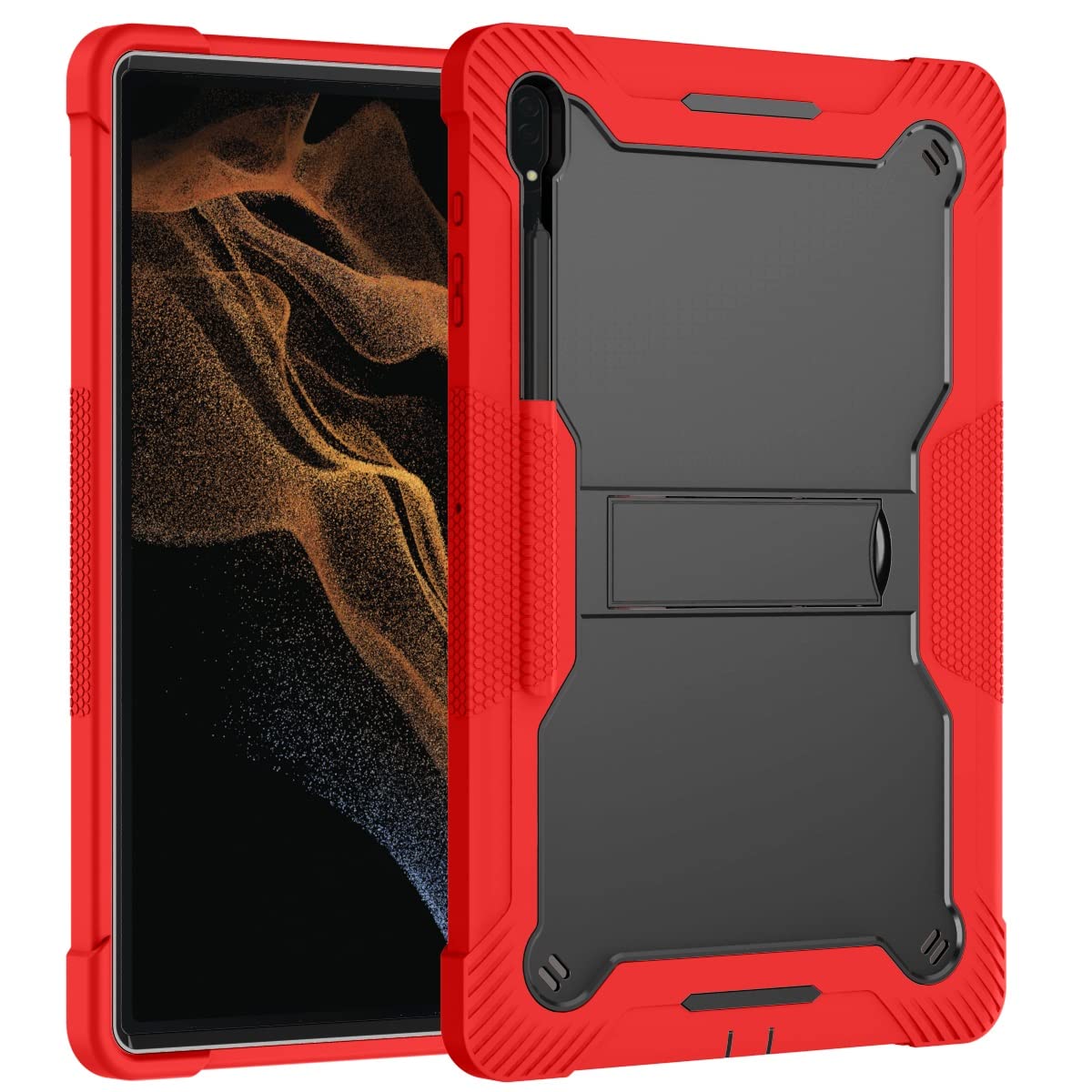 Dla Samsung Galaxy Tab S8 Ultra 14.6" (SM-X900 / X906) Osłona ochronna Wytrzymała wytrzymałość na wstrząsy odporna pokrywa(Red+Black)