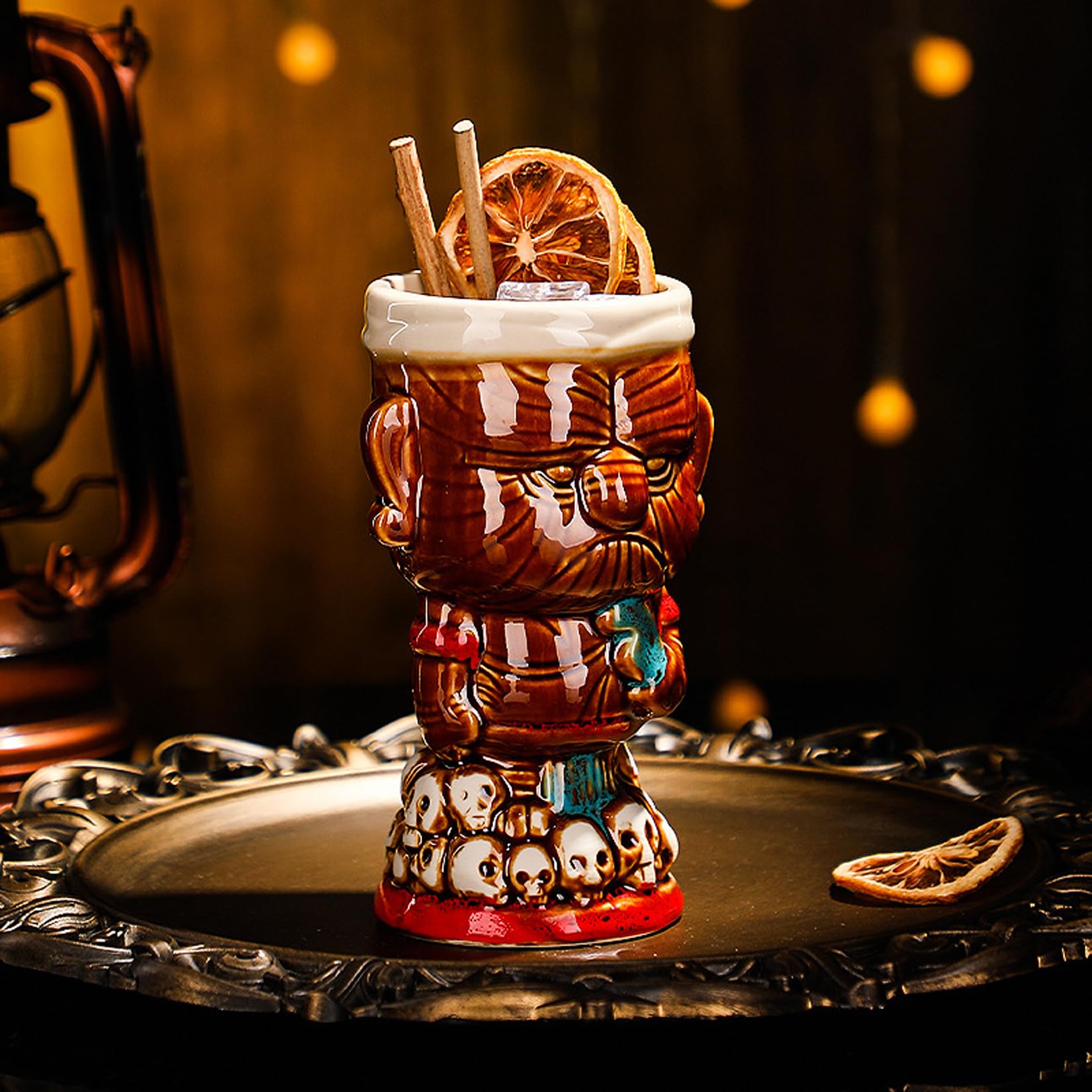 SuproBarware Tiki-Cocktailgläser Set – 4 Verschiedene Keramik-Gläser Für Hawaiianische Partys