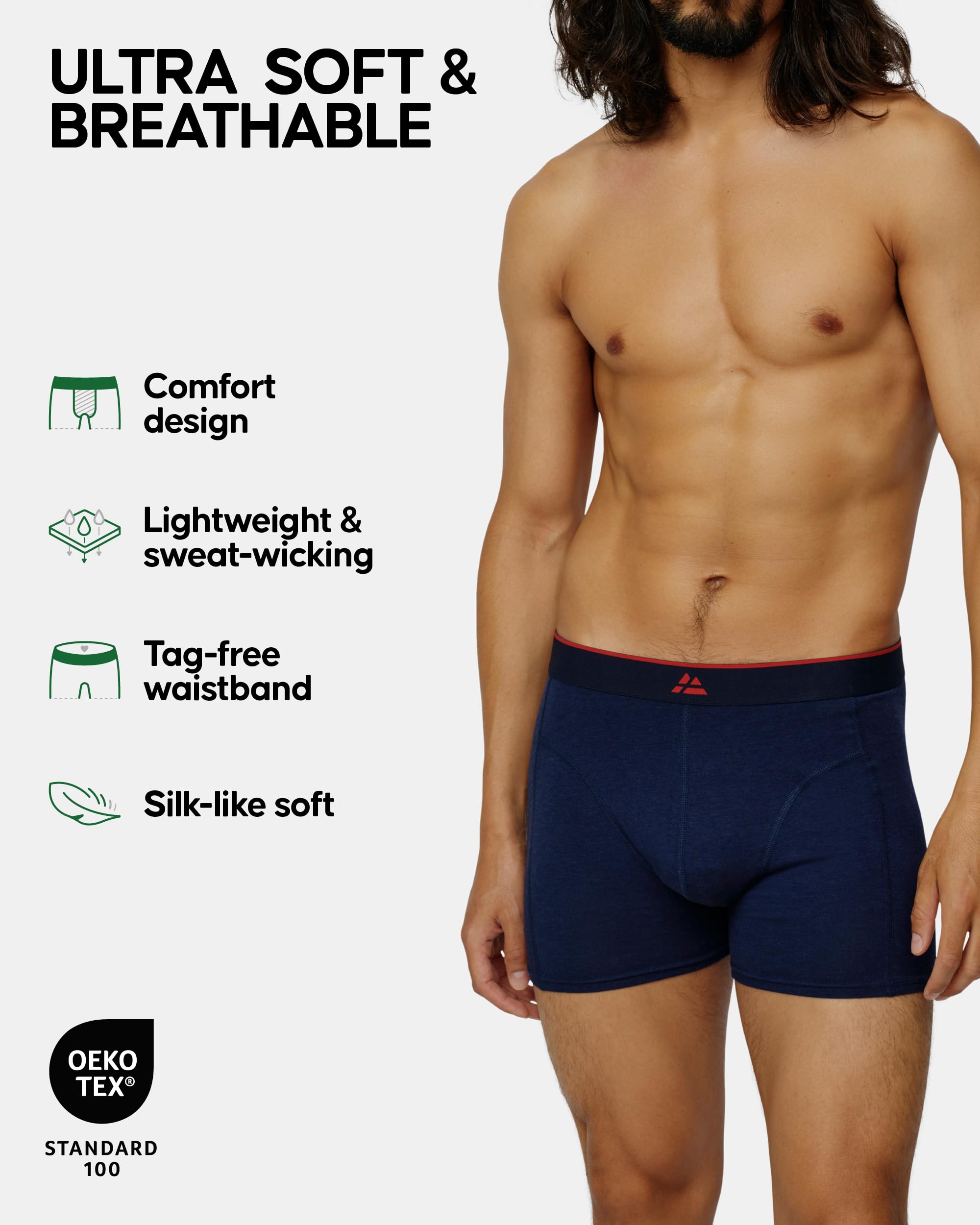 DANISH ENDURANCE Boxer Uomo in bambù Ultra Morbido, Mutande Boxer Bamboo Comodi, Traspiranti, 3 Paia