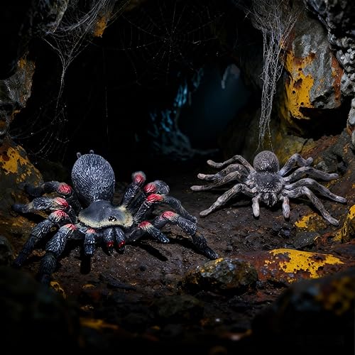 Miniatura 4 de SIENON 2 juguetes realistas de animales de araña lobo, figura de insecto de tarántula de Whiteknee, modelo de acción para niños, educación, bromas