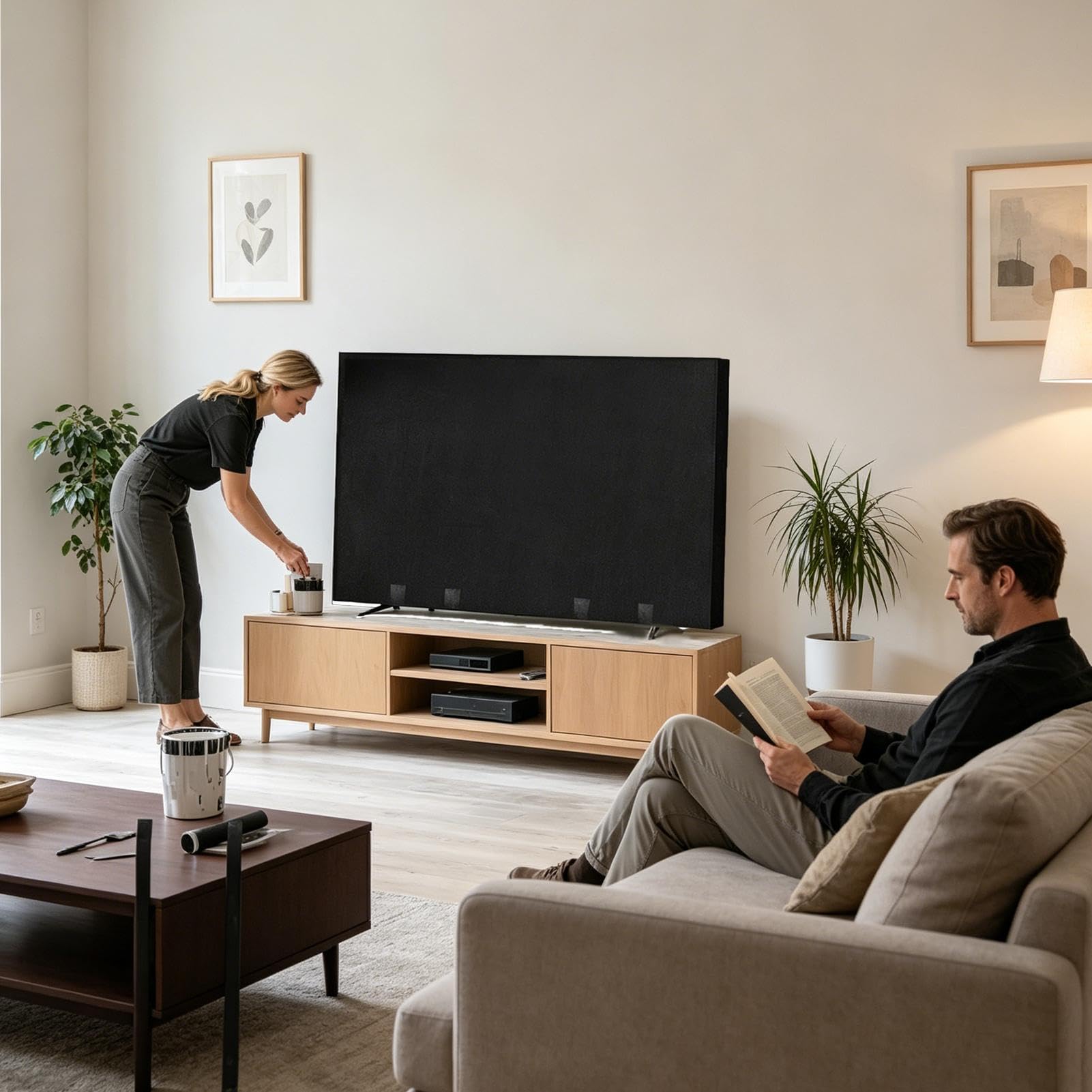 TV Abdeckung,Kratzschutz für Flachbildschirme mit unterem Gurt - Bildschirmschutz für Umzüge - für Zuhause, Hotel, Schule, Renovierung