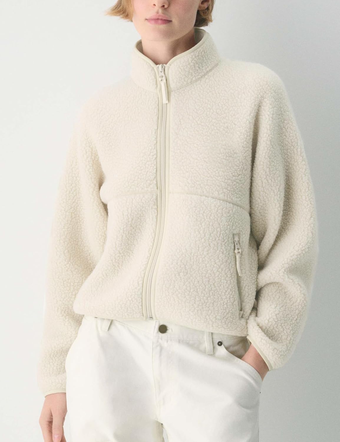 Fleece Jackets Women Causal Long Sleeve Sherpa Jacket Warm Ziper Fuzzy Coat Sweatshirts Trendy with Pockets - Image 2