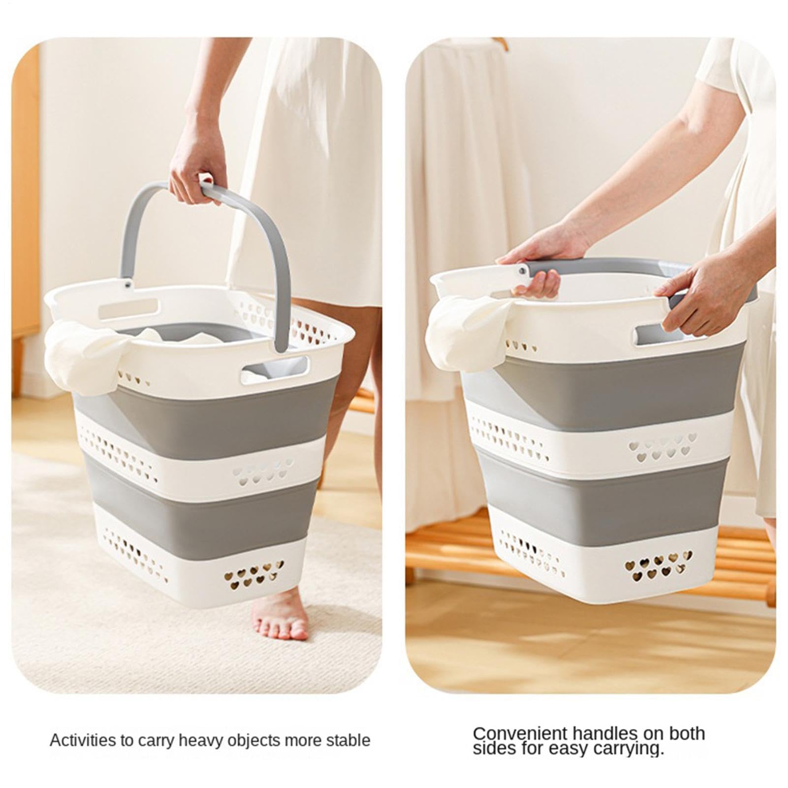 Cesta De Ropa Resistente Organizador De 42L Con Asa Transpirable Y Plegable