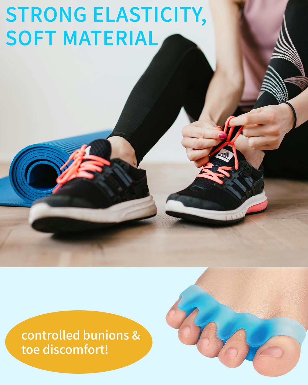Huifoo 6 sztuk separatorów palców z silikonu, separator palców z silikonu dla prawidłowego hallux valgus, separator palców do pedicure hallux valgus, uniwersalny rozmiar dla kobiet i mężczyzn