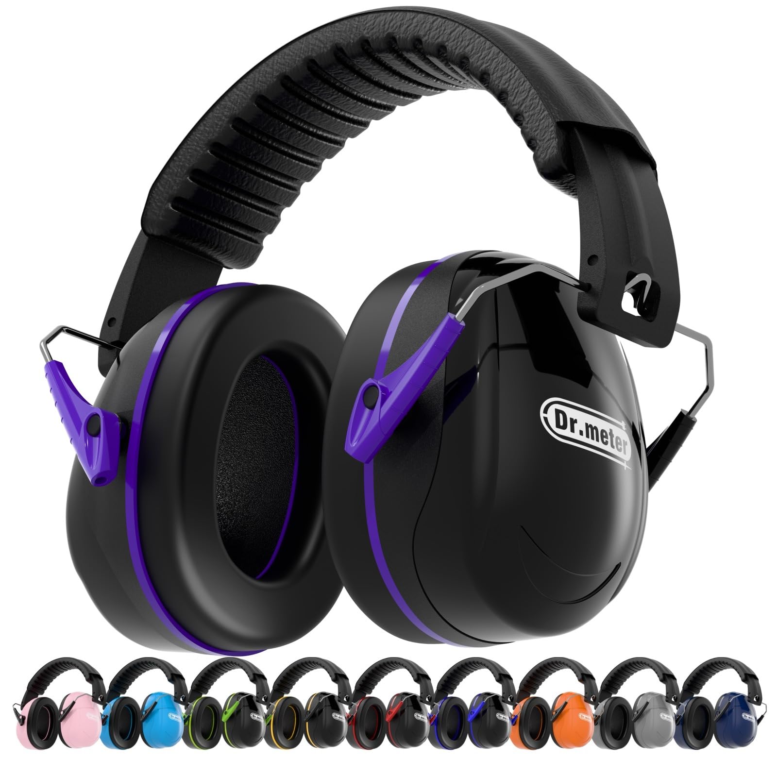 Dr.meter Ear Defenders Adults, SNR 31dB Noise Reduction Earmuffs with with Adjustable Headband Double Layers Hearing Protection for Gardening Yard Work Bag Included Black Purple — image 1