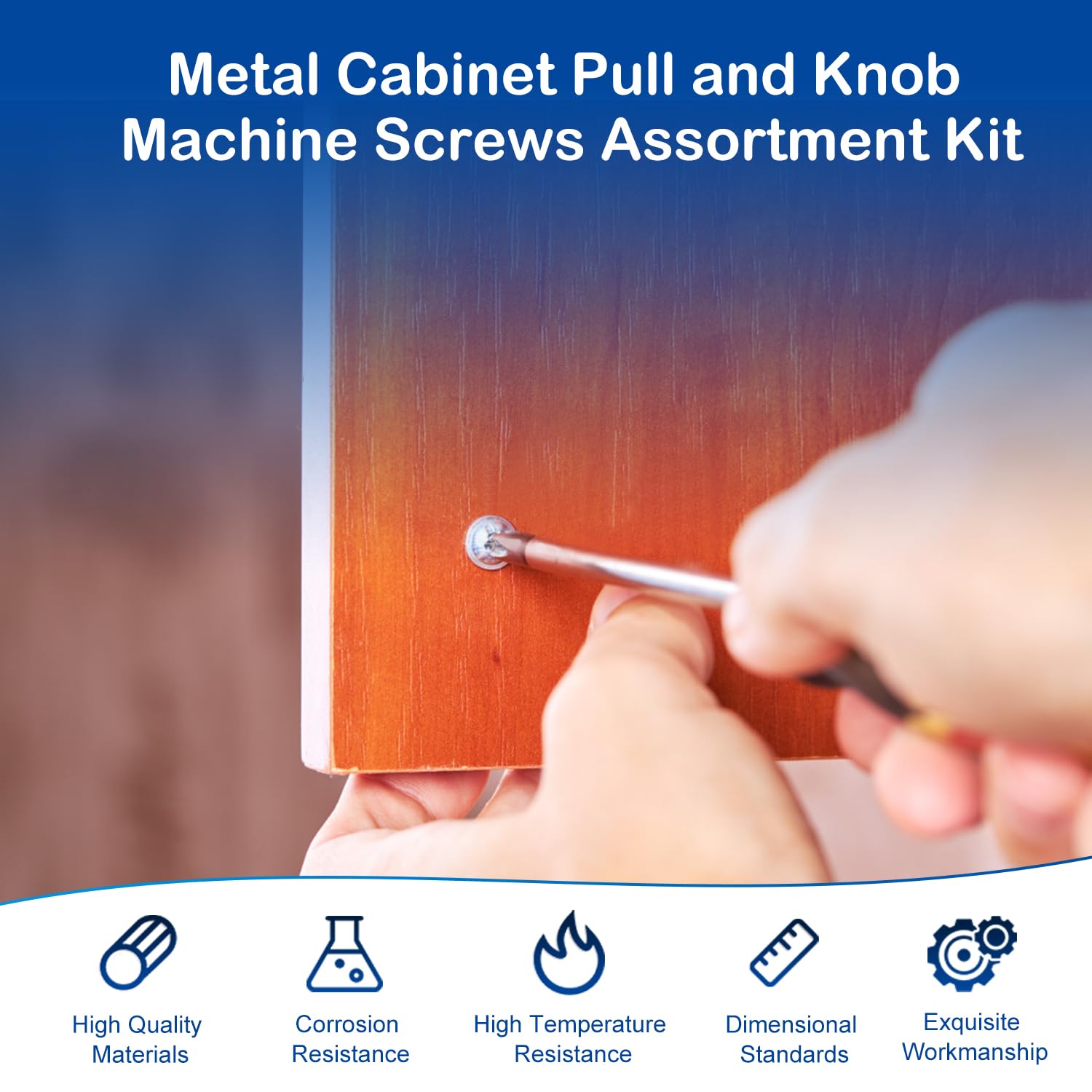 125Pcs Cabinet Pulls Knobs Screws, M4 Machine Screws Assortment Kit, M4x25/30/35/40/45/50mm, Metal Phillips Machine Screws with Pan Washer Head for Drawer, Cupboard, Closet Handle Installation