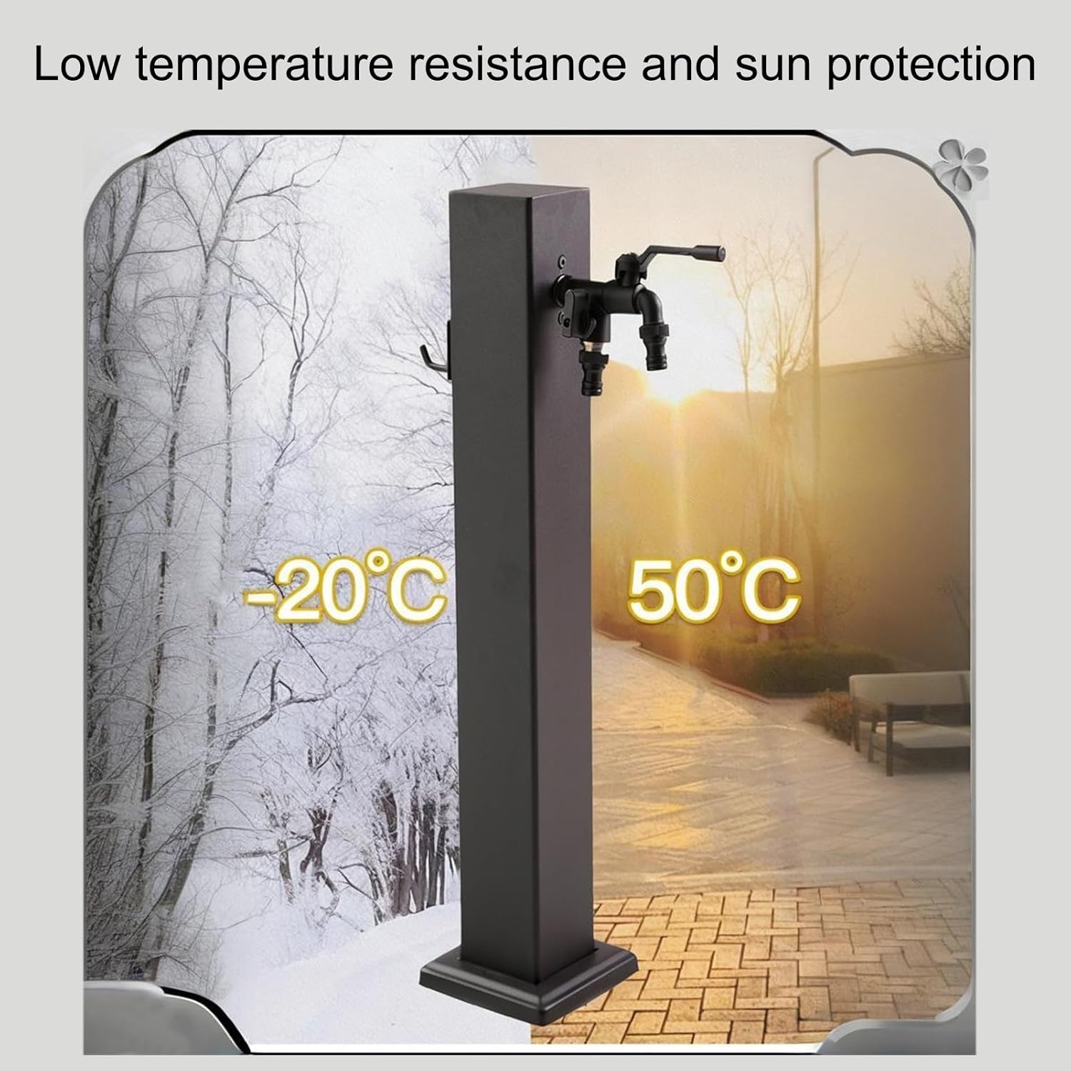 Stainless Steel Garden Water Column with Faucet - Decorative Outdoor Fountain & Hose Stand, 31.5"x3.1" Freestanding Hydrant for Patio, Lawn & Backyard Decor