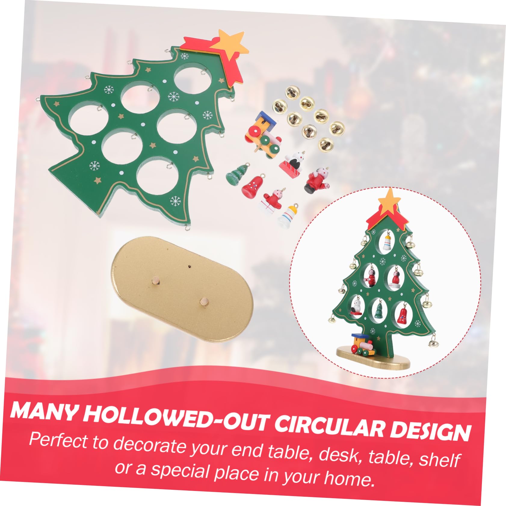 Mini Albero Di Natale Da Tavolo In Legno – Set Decorativo Con 18 Ornamenti, Perfetto Per Creare Atmosfera Natalizia