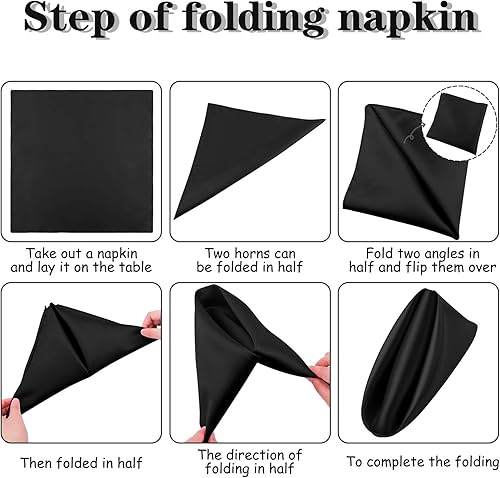 Miniatura 3 de Aneco 12 servilletas de satén de Navidad, servilletas de cena suaves cuadradas para bodas, servilletas de mesa de 17 x 17 pulgadas para Navidad,