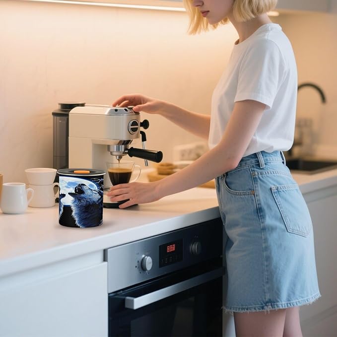 ALAZA Wolf Moon Black Coffee Canister 30oz Recipiente Alimentos Acero Inoxidable miniatura 8