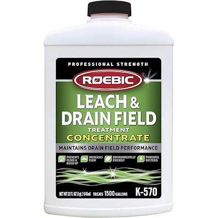 Roebic K-570-Q Biodegradable Leach and Drain Field Treatment Concentrate Environmentally Friendly Bacteria Enzymes Treat Septic Clogs & Buildup, 32 Ounces