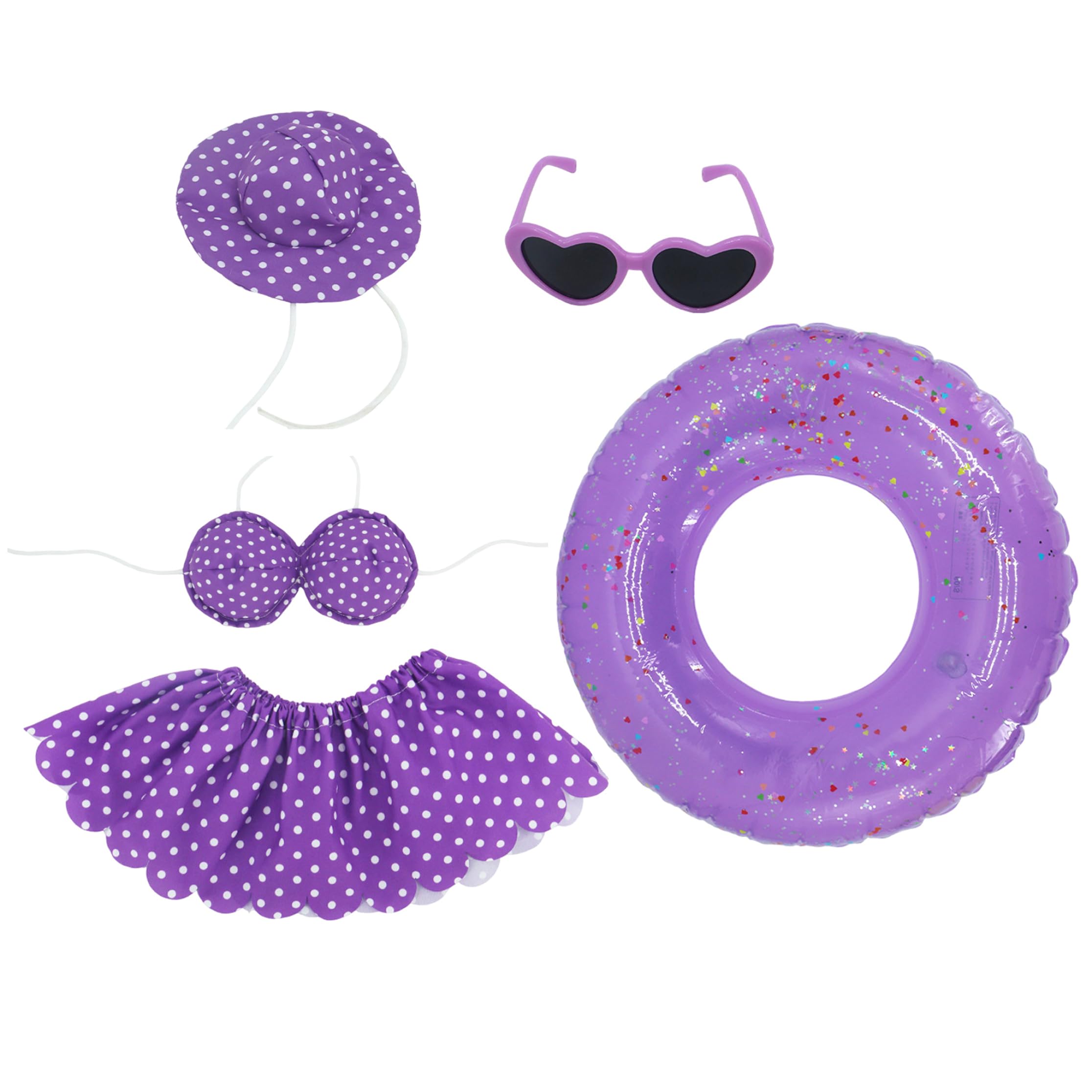 Otbushit Porch Geese Summer Outfit, Waterproof Raincoat-style Bikini & Swim Ring Design, Fits Garden Statues, Purple, Summer Porch Geese Outfit