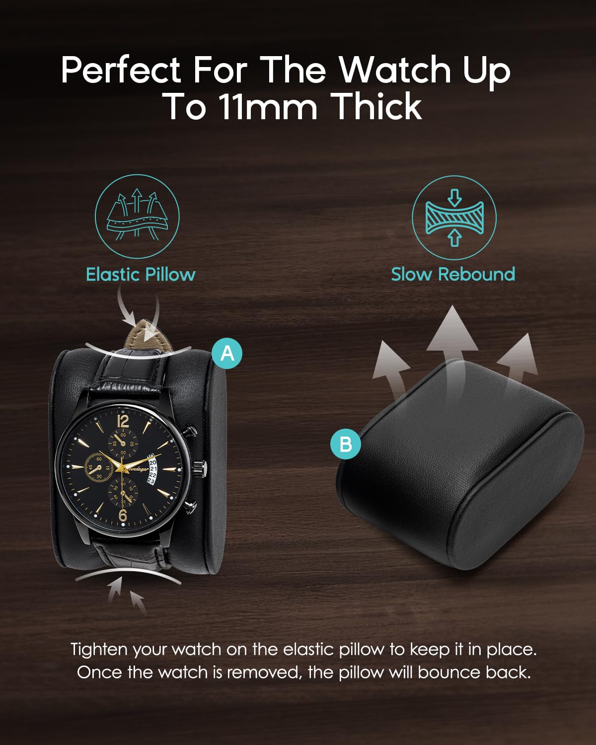 Vlando Watch Case for Men, 6-Slot Watch Box with Glass Lid, Lockable, Business Lychee Leather, Soft Pillow, Gift for Fathers, Husband, Friend - Dark Green