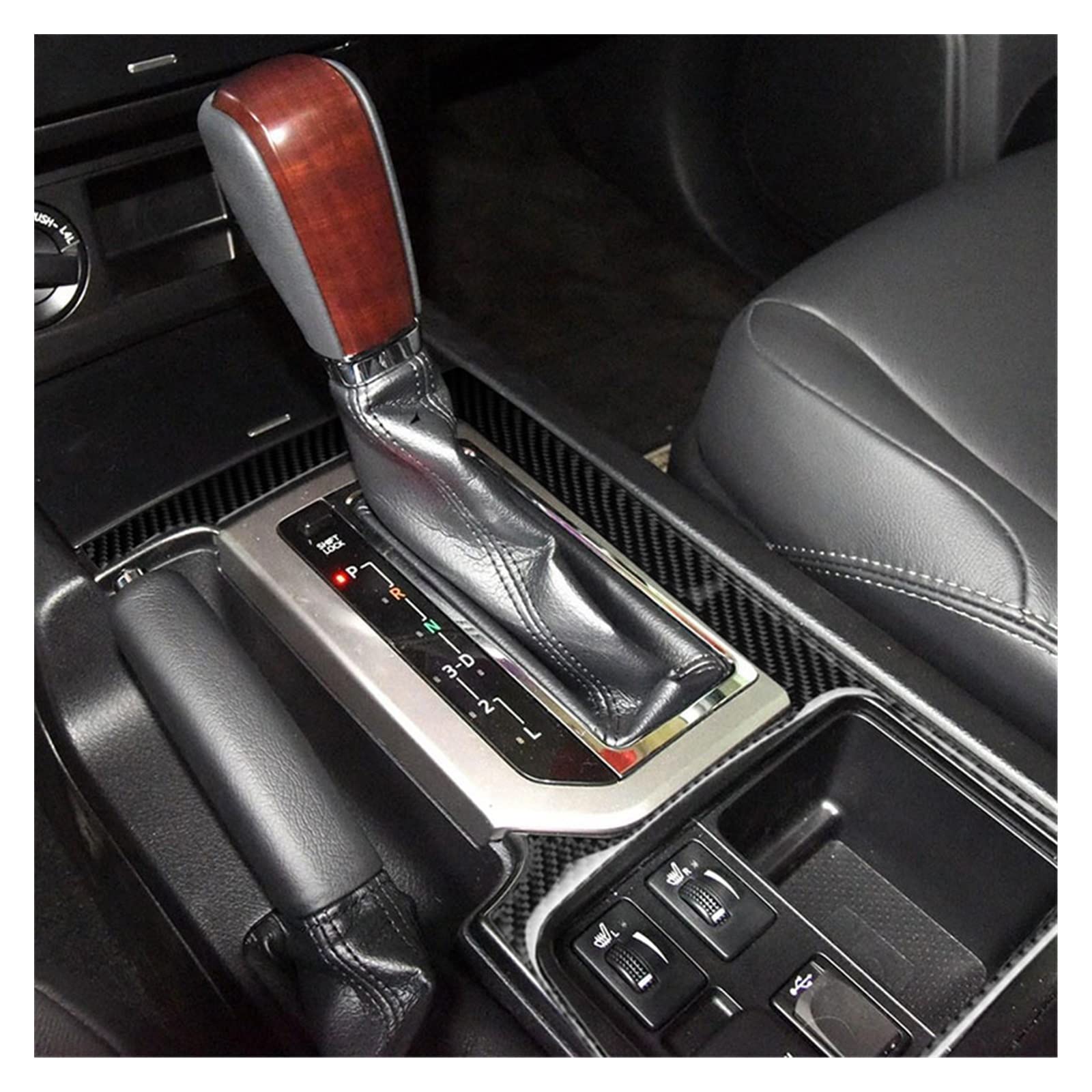 Pasuje do Toyota Prado 2010-2018 sterowanie wnętrzem samochodu z włókna węglowego skrzynia biegów Panel zmiany biegów wykończenia naklejki Auto akcesoria do przycinania straż zestawy naklejek
