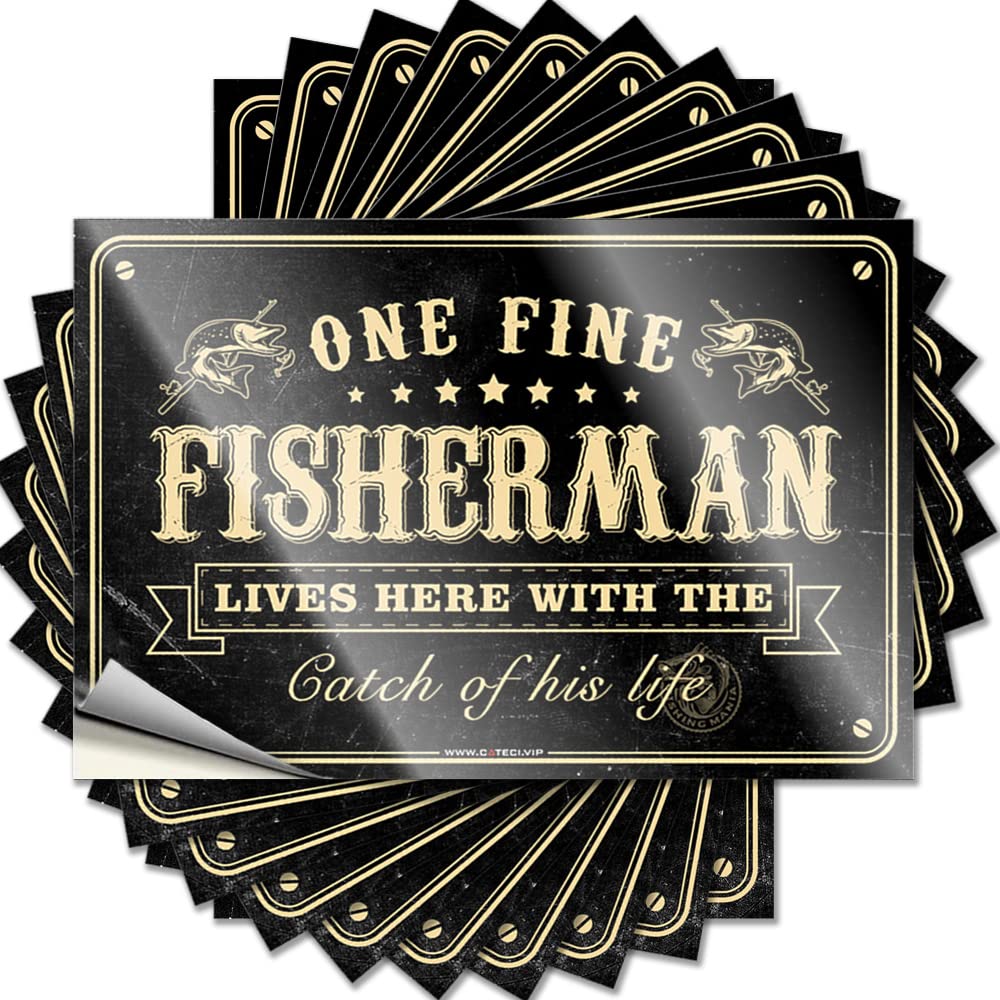 Outdoor Patio Accessories Bumper Cover | One Fine Fisherman Lives Here with The Catch of His Life Book Spring Sticker Pack(8X12CM)