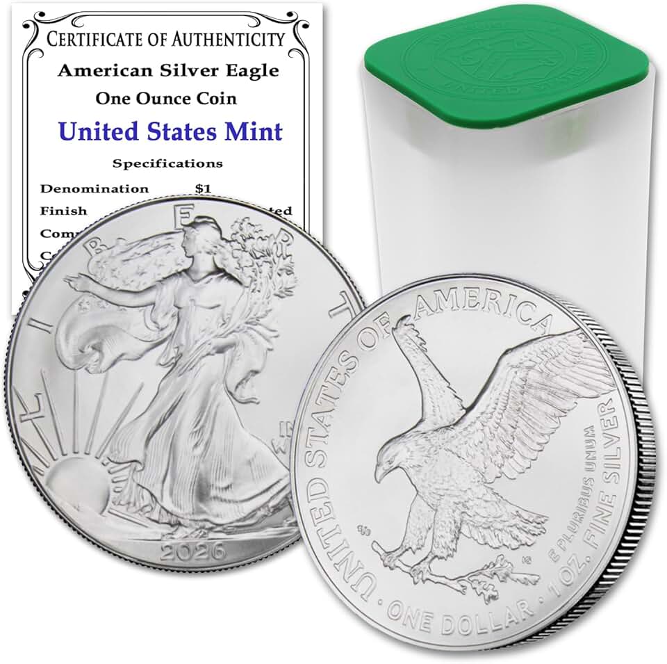 2026 - Lot of (10) 1 oz American Silver Eagle Coins Brilliant Uncirculated with Certificates of Authenticity $1 Seller BU