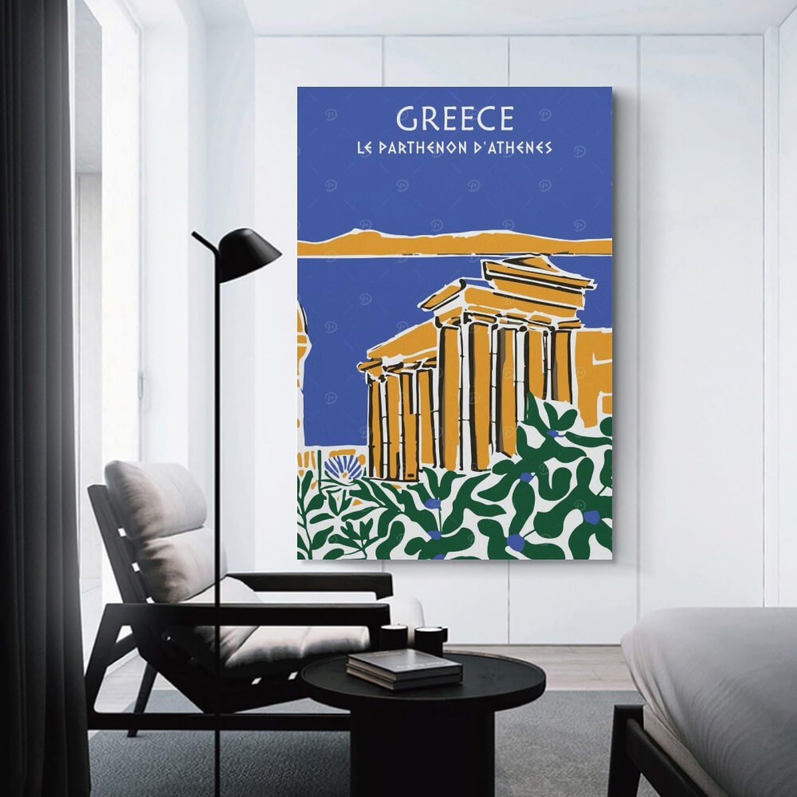 Junmoney Greece Le Parthenon Room Decor Wall Art 24x36inch(60x90cm), for Corridors, Hallways Or Apartment Entries, Decorative Wall Art for Narrow Spaces