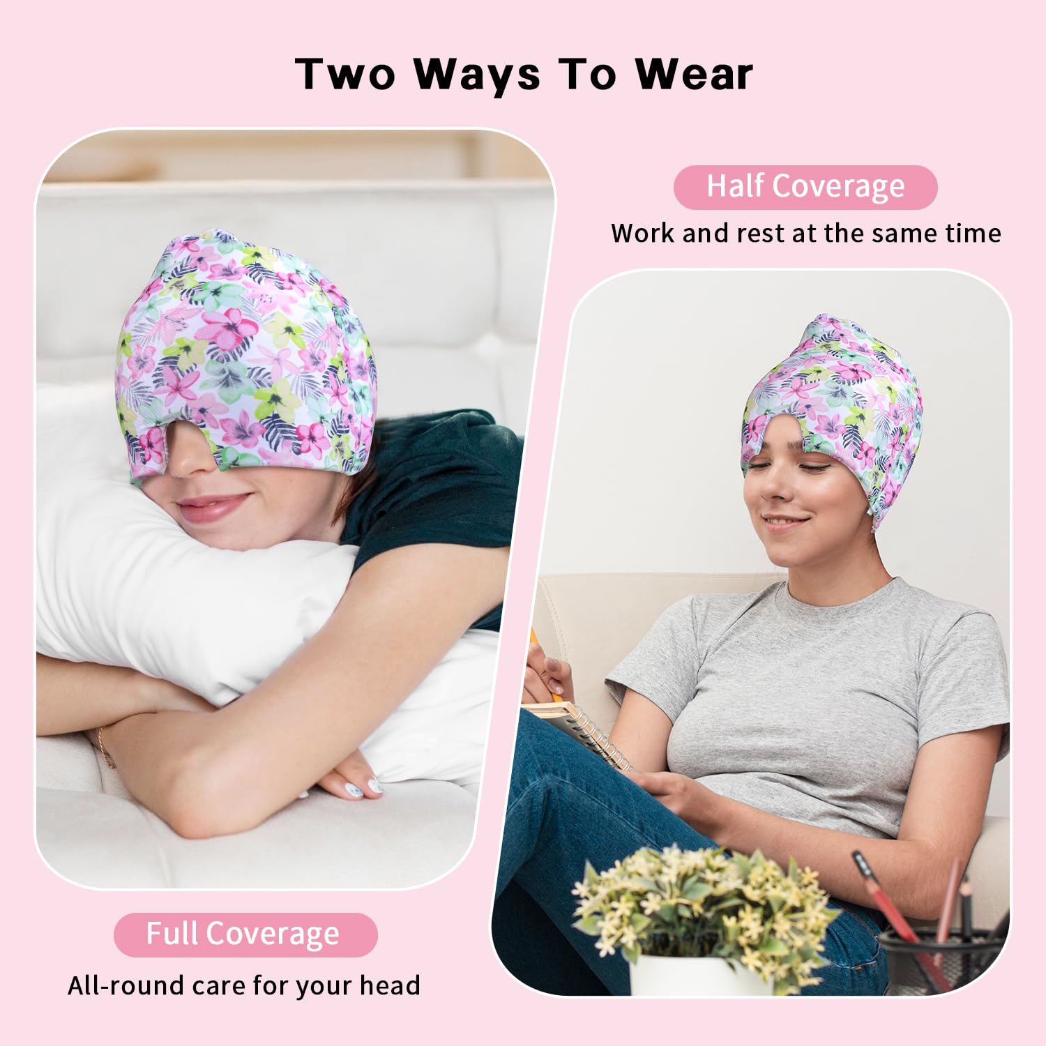 Gorro de alivio de migraña y máscara de ojos