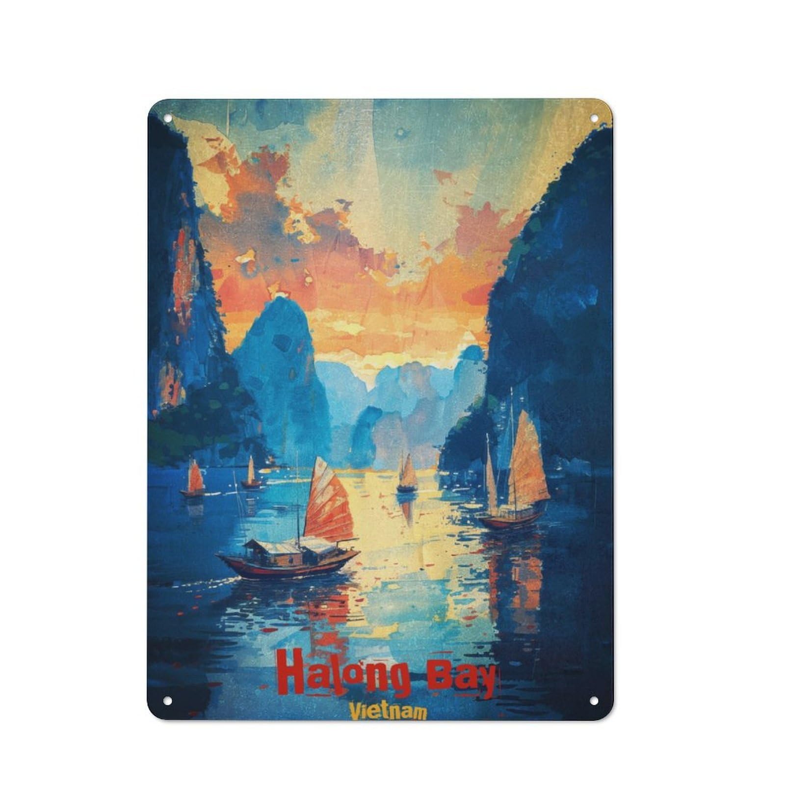 Junmoney Halong Bay Art Retro Tin Sign 40X30cm For Garage Wall, For Fans Of Metal Signs And Themed Wall Decor