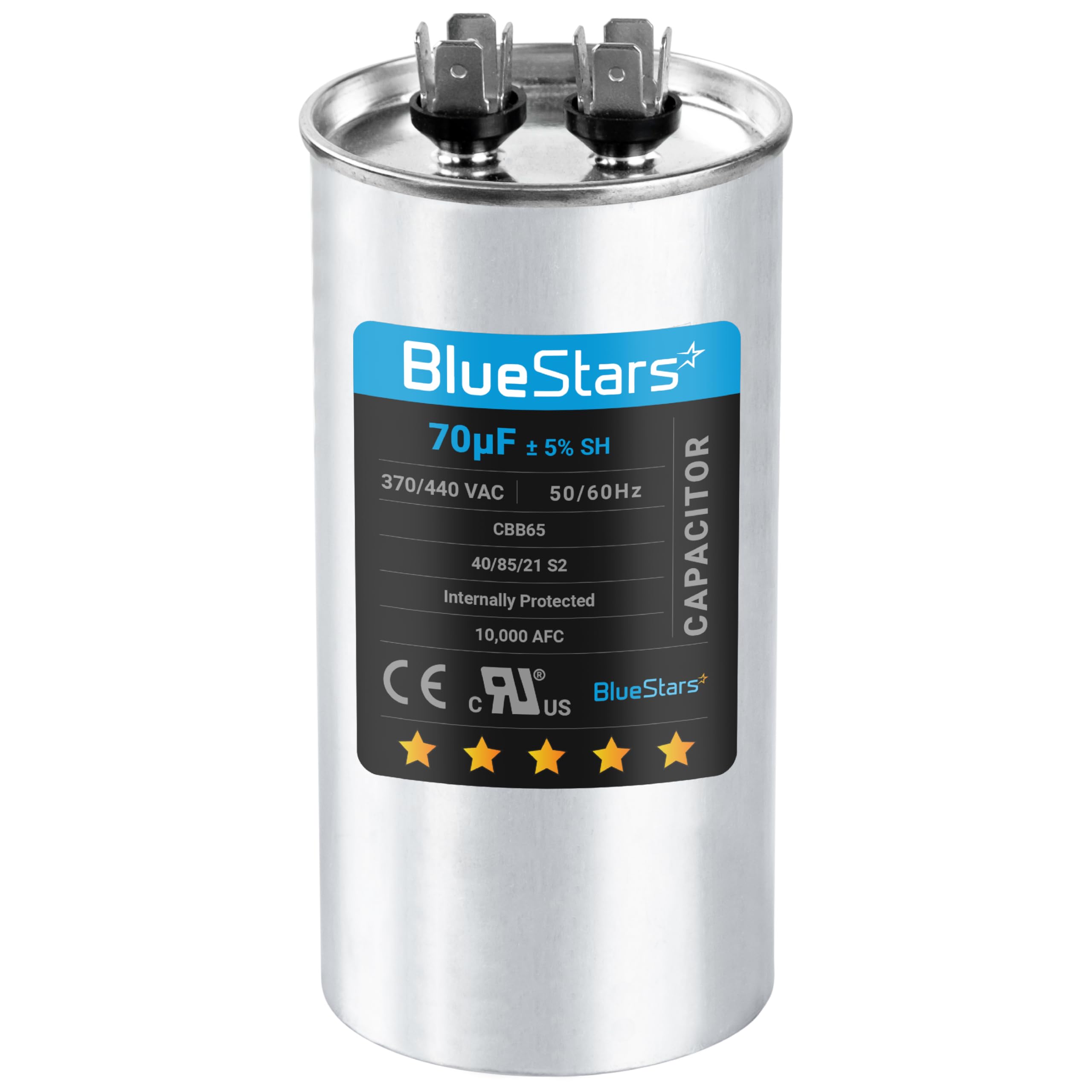 70 uf 370-440VAC Volts ±5% Round Run Capacitor 50/60 Hz AC Electric Replacement Part by Blue Stars