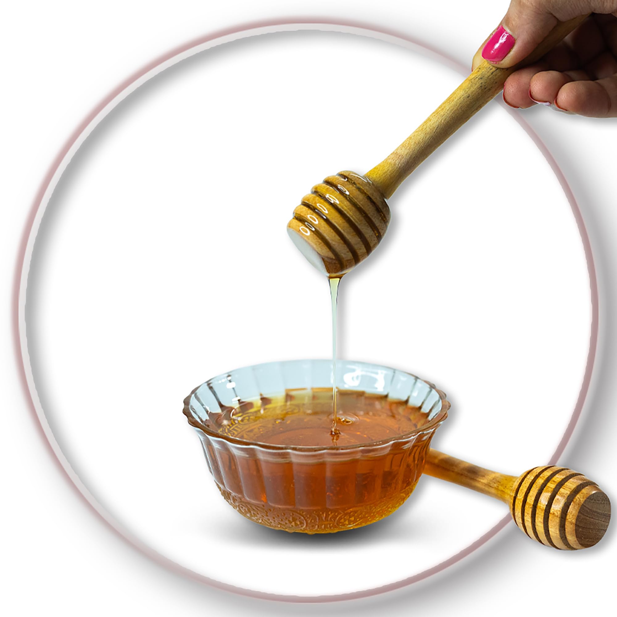 Wooden Honey Dipper Stick, 6.5 inch Length, Traditional Design 2