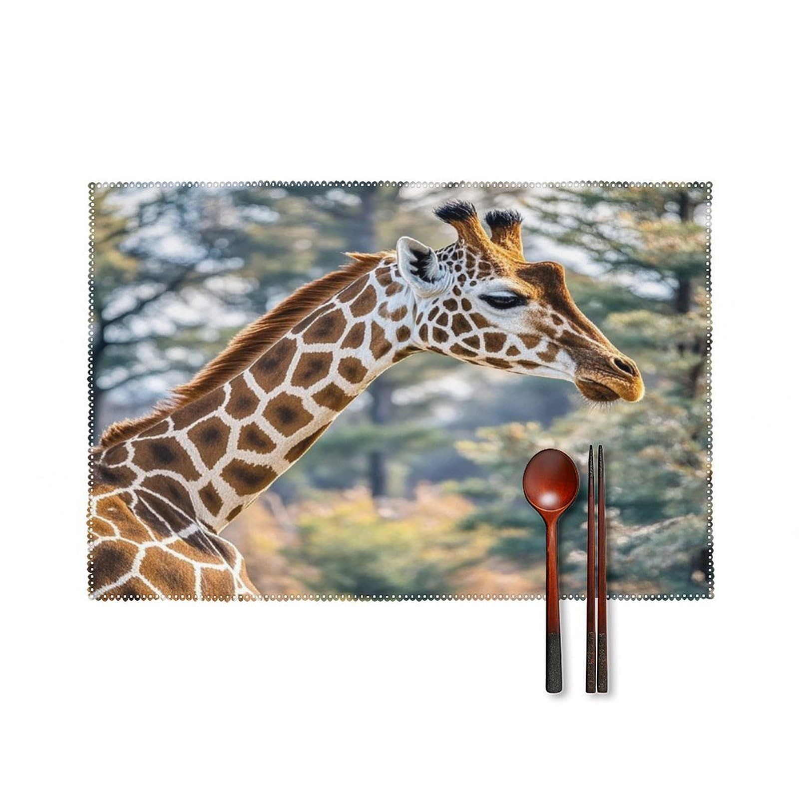 Giraffe High Neck Spot Placemats Set of 6 Heat Resistant Non-Slip Table Mats Washable Indoor Outdoor Place Mats Rustic Vintage Seasonal Placemat for Kitchen Dining Outdoor Party Table Decor