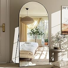 71"x30" Extra Large Arched Full Length Mirror - Leaning Mirror Arch Wall-Mounted Mirrors - Aluminum Alloy Frame Modern Simple Home Decor - for Living Room Bedroom Cloakroom, Black