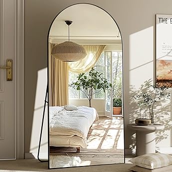 71"x30" Extra Large Arched Full Length Mirror - Leaning Mirror Arch Wall-Mounted Mirrors - Aluminum Alloy Frame Modern Simple Home Decor - for Living Room Bedroom Cloakroom, Black