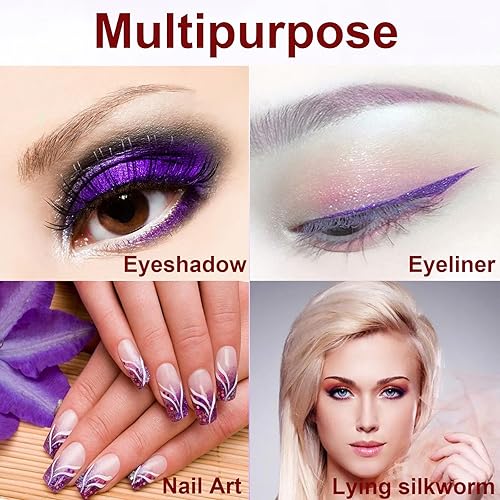 Miniatura 4 de Rosarden Delineador de ojos líquido con purpurina, delineador de ojos con purpurina morada, resistente al agua, de secado rápido, brillo metálico,