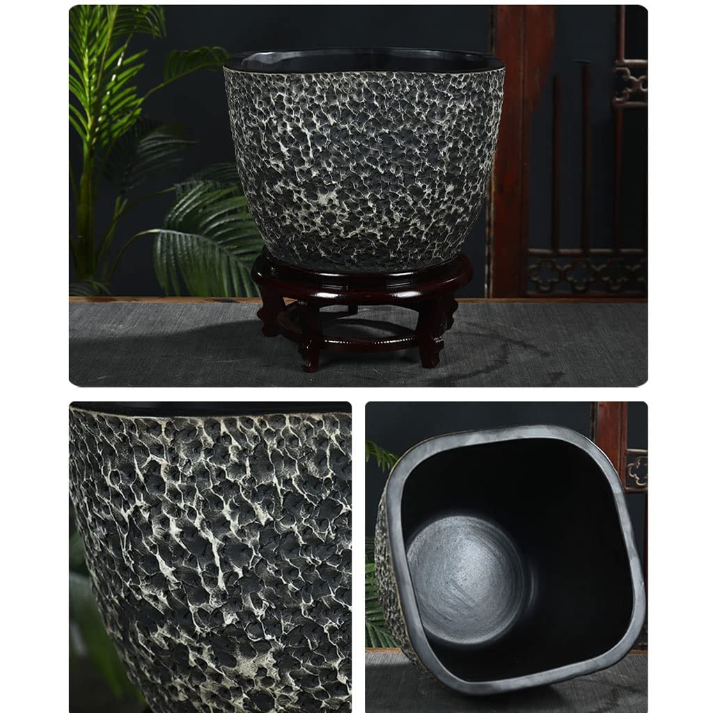 Acuario Pecera De Cerámica De Estilo Chino Patio Tanque De Cultivo De Peces Tanque De Tortugas Sala De Estar Balcón Oficina Feng Shui Tanque De La Suerte Acuar,E,58cm
