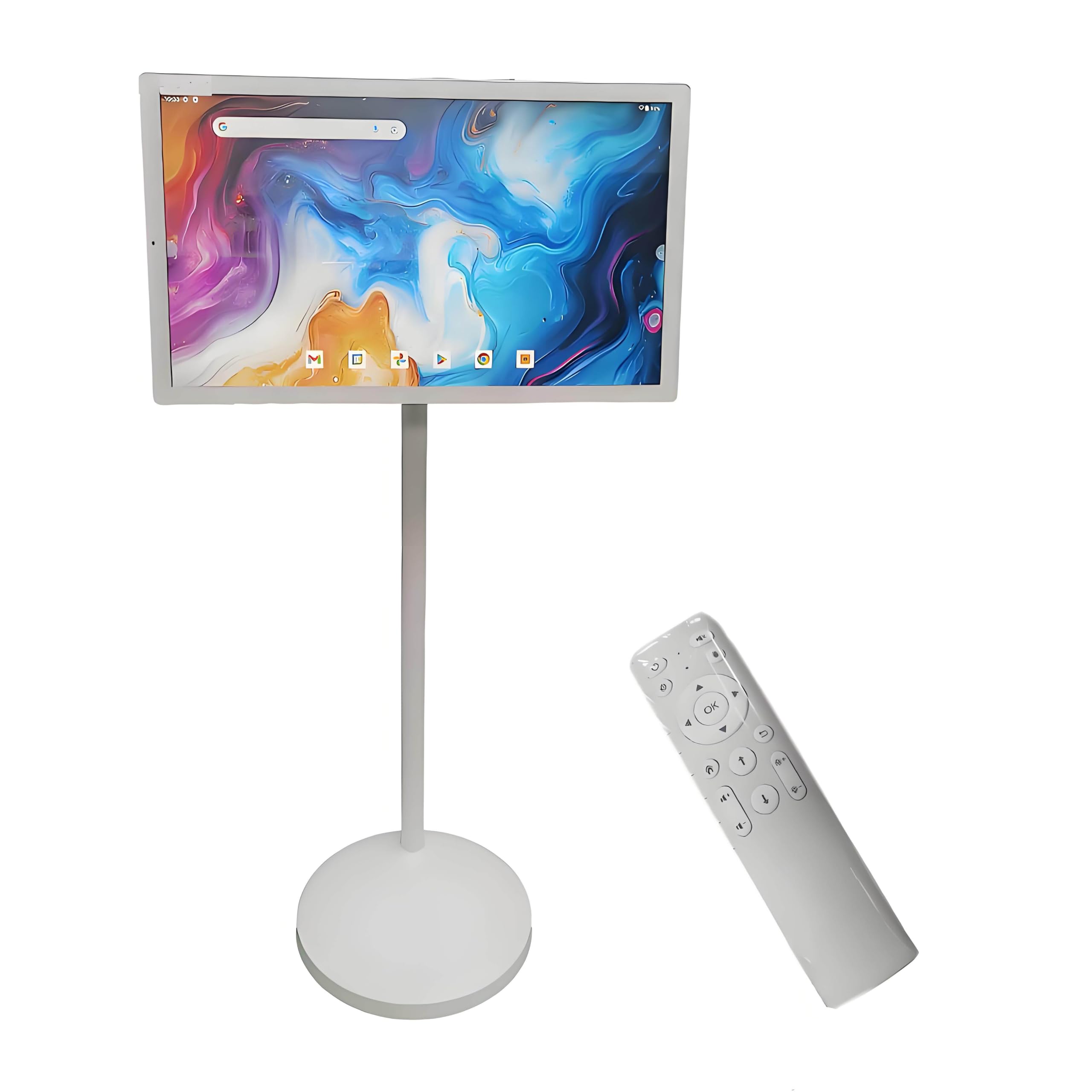 Smart TV Portatile FHD, TV Portatile con Ruote, Android 13, Monitor Touch Screen Portatile, Fotocamera da 13 MP, Batteria Integrata, con Telecomando, per casa, Ufficio, Palestra 8+128G-27Inch