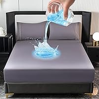 Vista 13 de Juego de sábanas bajeras impermeables – 3 piezas, cómodo protector de colchón transpirable sin ruido, bolsillo profundo, funda hipoalergénica