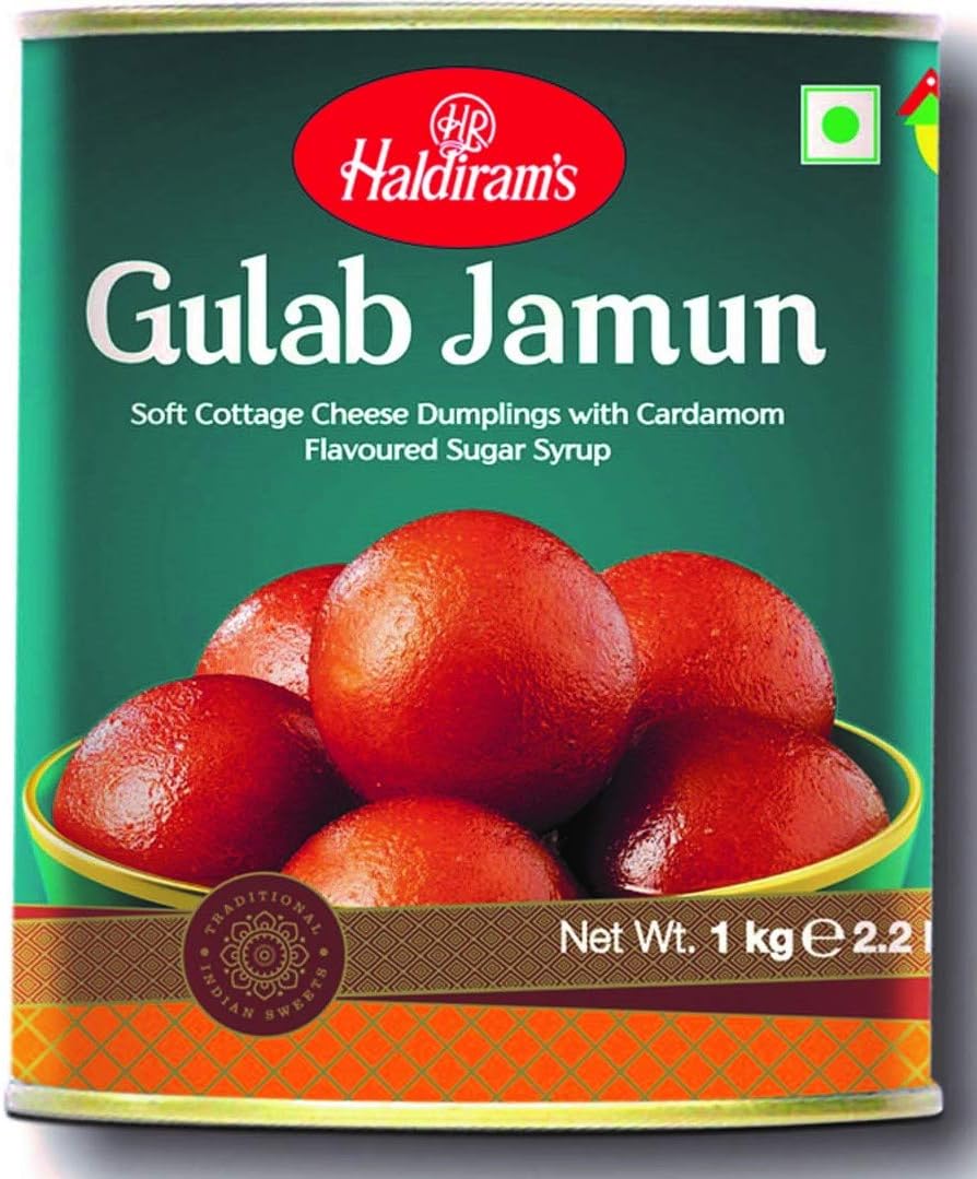 Haldiram's Gulab Jamun Indian Sweet Dessert in Tin 1kg
