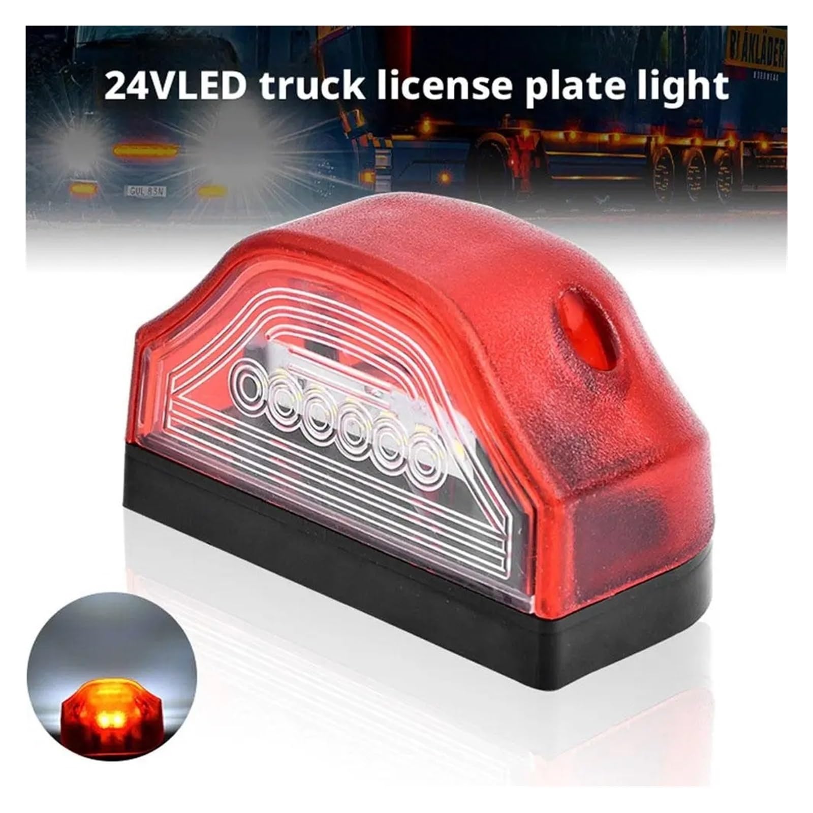 Plafoniere Targa Luce Targa Universale A 6 LED 12V 24V Di Guida Posteriore Bianca Lampada Posizione Laterale Per Auto Moto Camion Rimorchio Van(Red)