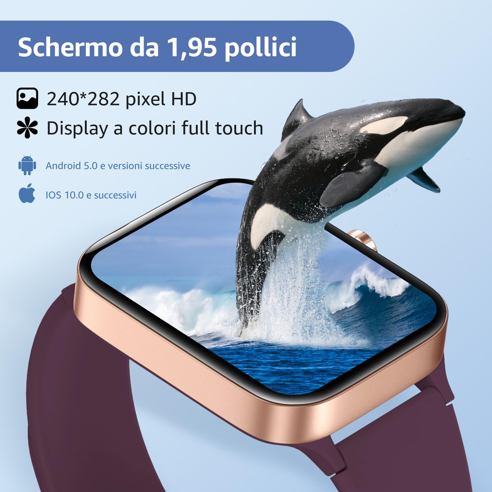Smartwatch homme femme, 1.95 full touch screen Smartwatch avec effectuer/répondre appels, suivi de fitness avec pression artérielle et moniteur de sommeil, 140+ step counter sport pour android ios