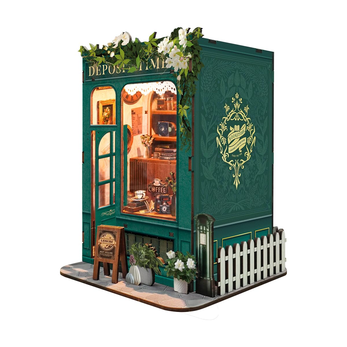 Book Nook Kit for Adults 3D Puzzle Miniature House Kit for Women Craft Lovers Booknook Bookshelf Decor DIY Model Kit with LED Light-Moments In Time(SQ-45) - Image 2
