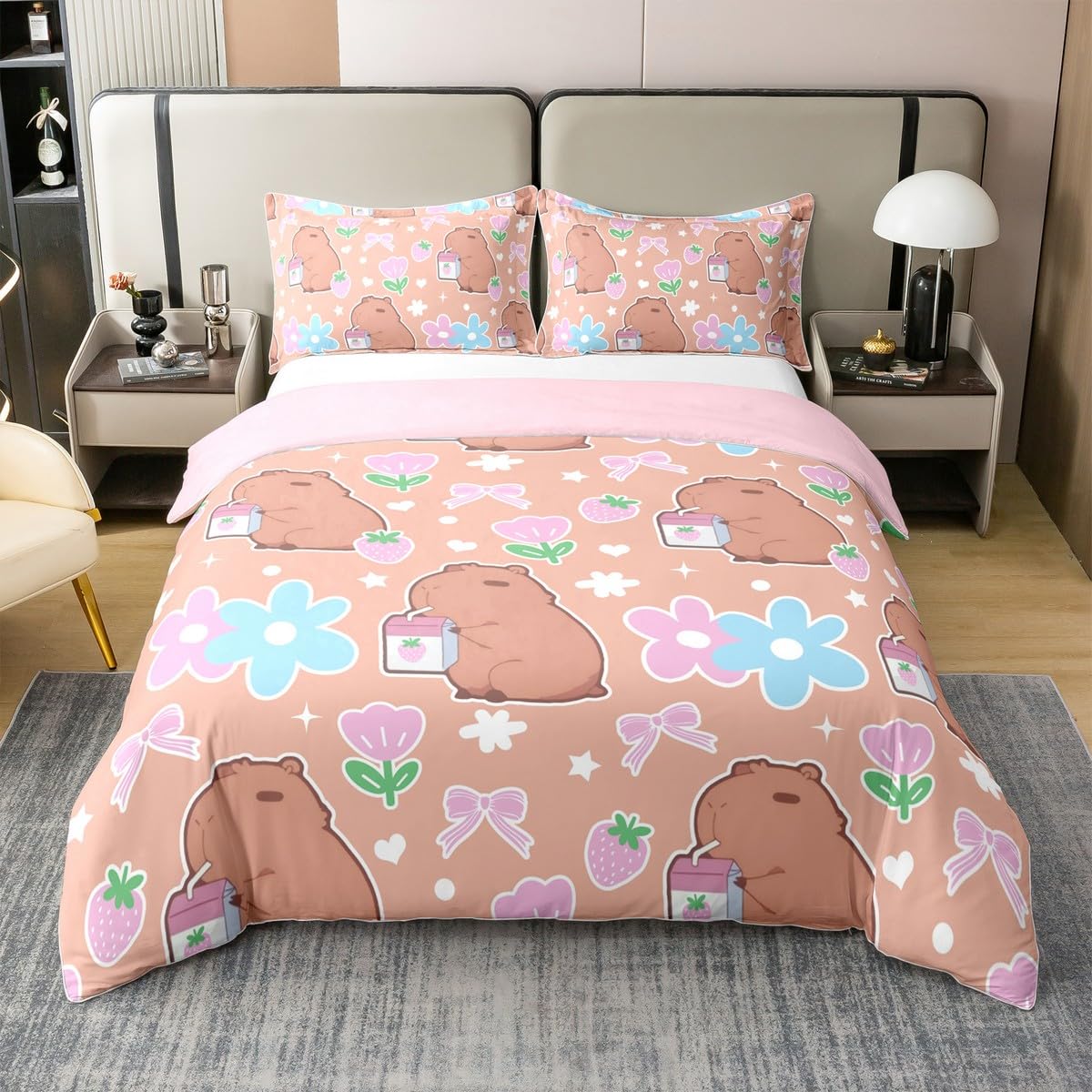 Homewish Sakura Axolotl Mädchen 135x200 Bettwäsche Set Carto