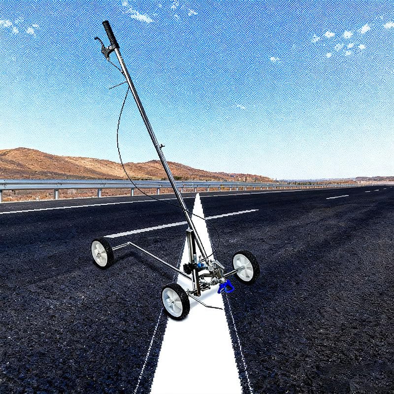 Máquina de trazado de líneas sin aire con motor de 4 tiempos a gas, ancho de pulverización ajustable de 6 a 12 pulgadas para estacionamientos y señalización de carreteras