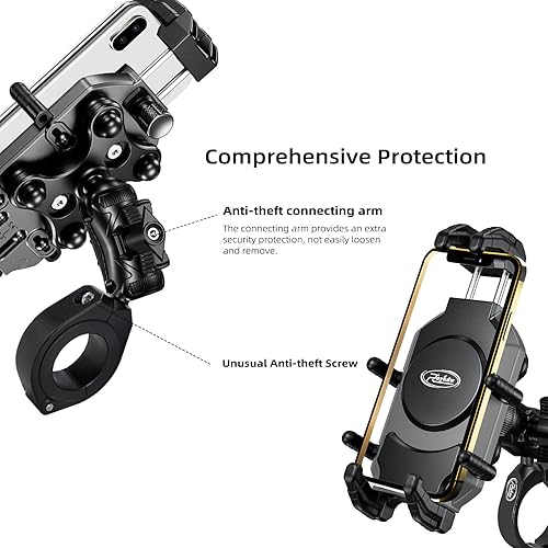 Miniatura 8 de Roykaw Soporte para teléfono UTV ATV con amortiguador de vibraciones, soporte de barra antivuelco antirrobo resistente para teléfono celular,