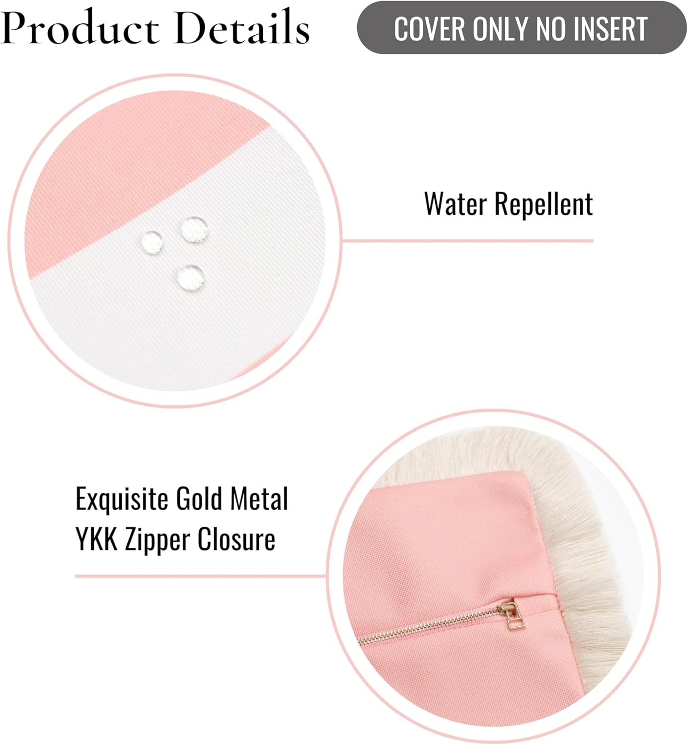 Hofdeco Premium Coastal Patio Indoor Outdoor Long Lumbar Pillow Cover Only, 12"x26" Water Repellent for Backyard, Couch, Blush Pink Stripes with Fringe