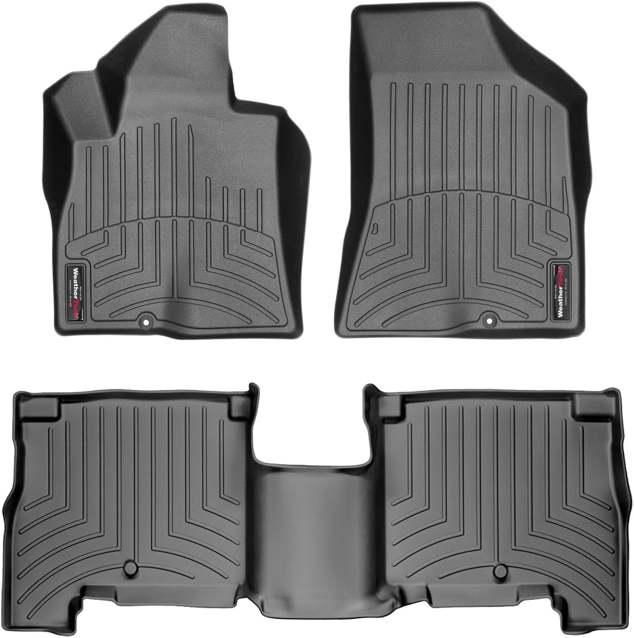 WeatherTech Custom Fit FloorLiners for Hyundai Santa Fe, Santa Fe, 1st & 2nd Row (44096-1-2), Black
