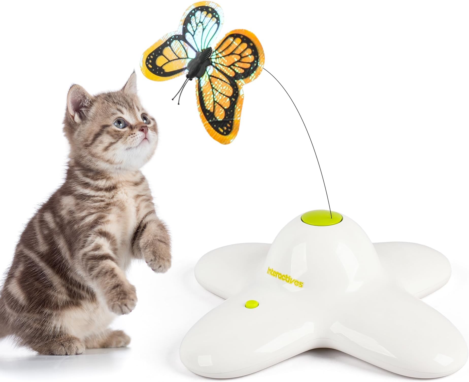 All for Paws Cat Toys Interactive Butterfly Flutter Bug Cat Automatic Toy Stimulating Kitty Toys Enrichment for Indoor Cats
