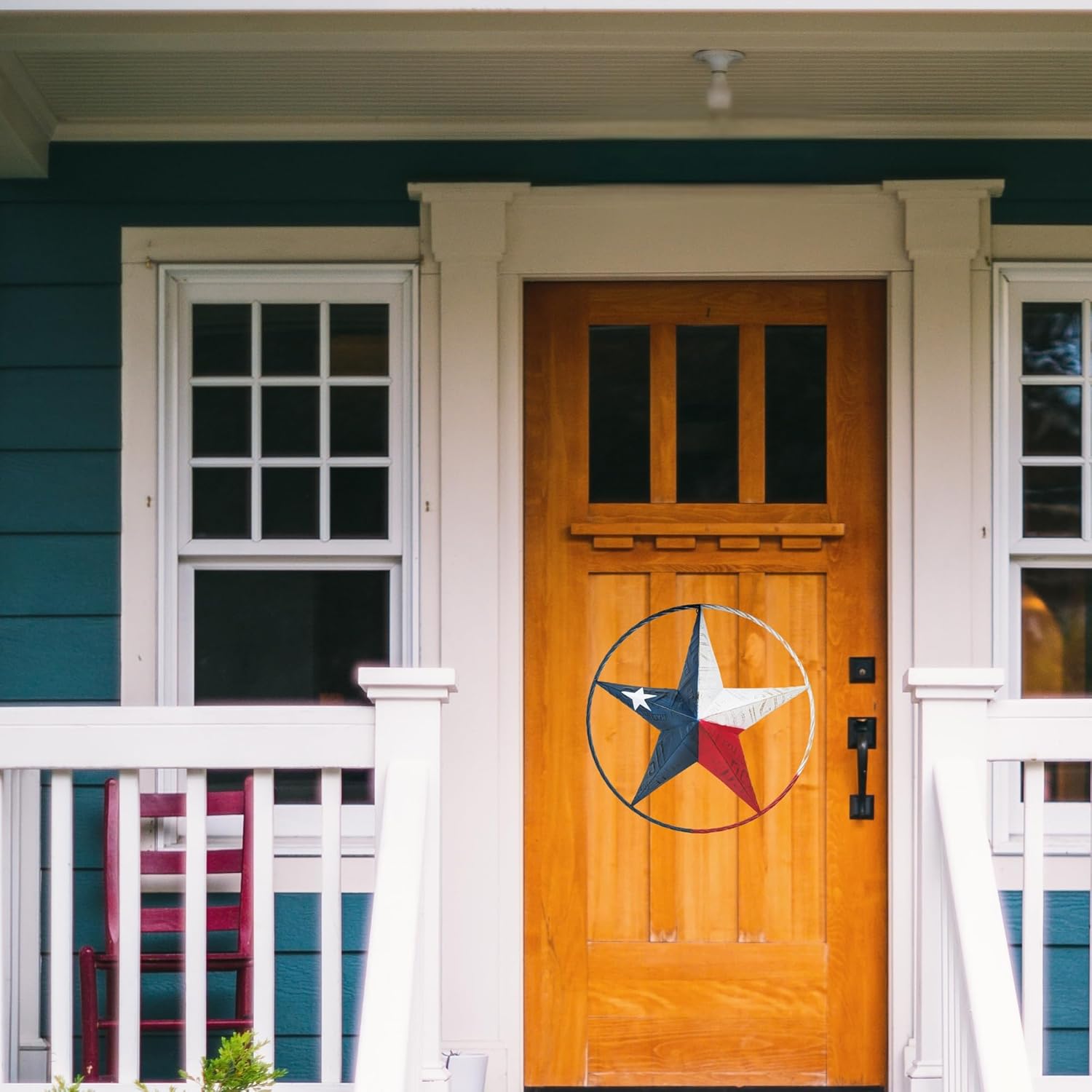 BestGiftEver Texas Star Metal Wall Decor – 24" Rustic Lone Star License Plate Style – Western Texas Wall Hanging – State-Themed Metal Circle Art for Patio, Living Room, or Garden
